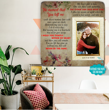 The Moment That You Left Me Angel Wings My Heart Gifts from Daughter Son - Mother's Picture Frame Gift for Father's Day