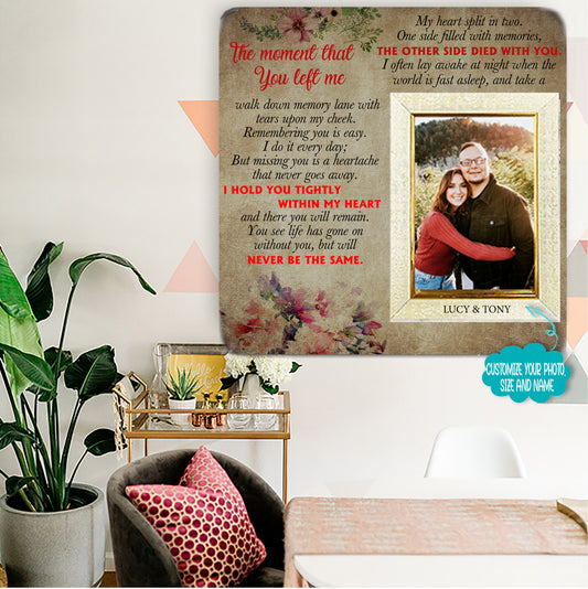 The Moment That You Left Me Angel Wings My Heart Gifts from Daughter Son - Mother's Picture Frame Gift for Father's Day
