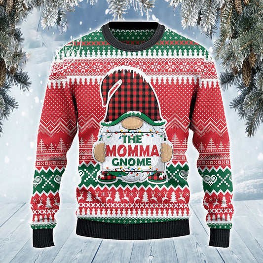 The Momma Gnome Christmas Gift Ugly Sweater, Christmas Ugly Sweater, Christmas Gift, Gift Christmas 2024