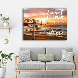 Ocean Sunset Anniversary, Couple Canvas, Best Gift Idea