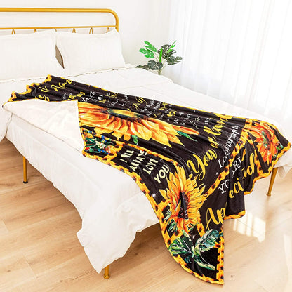 To My Mom Blanket from Daughter Blanket, Sunflower Blanket, I Love You Mom Blanket Soft Cozy Warm Mom Throw Blanket