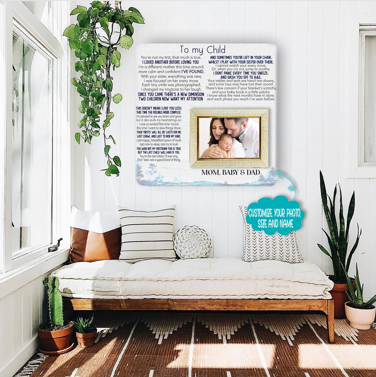 To My Child Mom Picture Frame Gifts for Mother's Birthday from Daughter Son Dad Mother's Day Father's Day