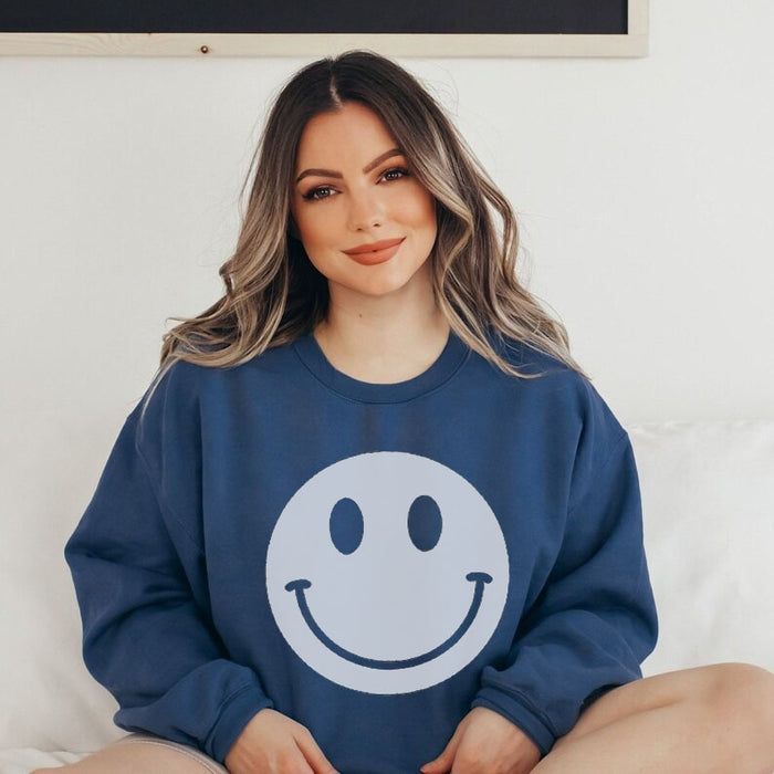 Trendy Smile Face Pullover, Retro Smile Face Pullover, Smile Face Sweatshirt, Trendy Hoodie