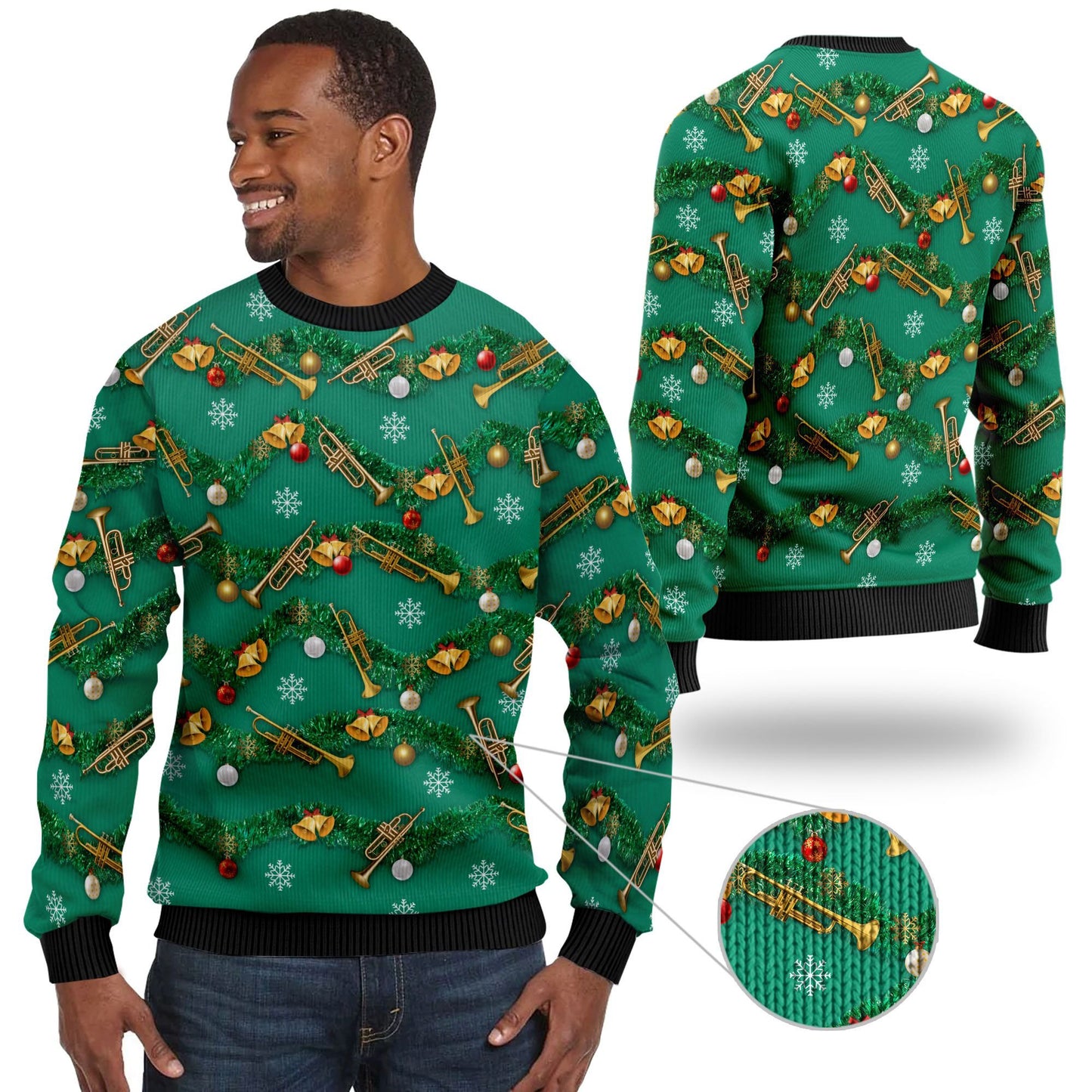 Trumpets Tinsel Christmas Decoration Ugly Sweater, Christmas Ugly Sweater, Christmas Gift, Gift Christmas 2024