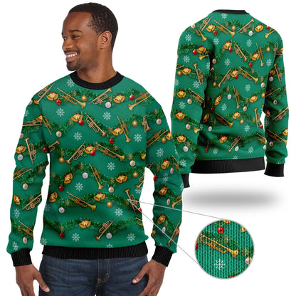 Trumpets Tinsel Christmas Decoration Ugly Sweater, Christmas Ugly Sweater, Christmas Gift, Gift Christmas 2024