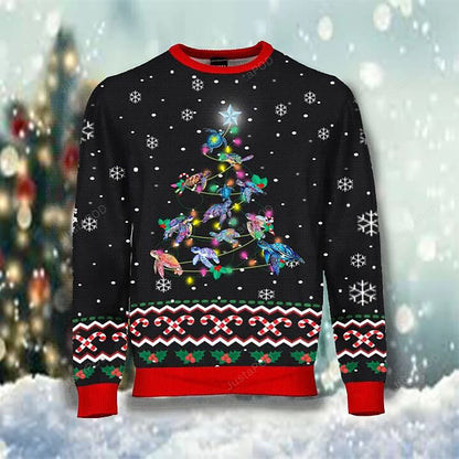 Turtle Christmas Tree Snow Falling Ugly Christmas Sweater, Christmas Ugly Sweater, Christmas Gift, Gift Christmas 2024