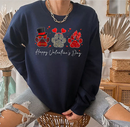 Valentine Paws Shirt, Dog Lover Shirt, Paw Print T-Shirt