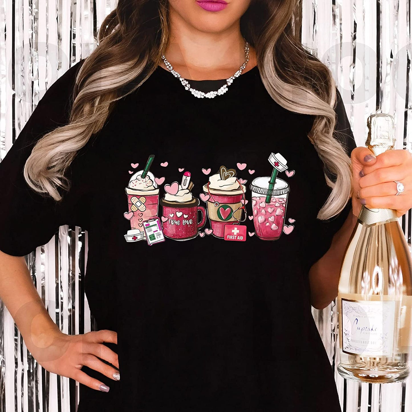Valentine heart coffee Nurse T-Shirt, latte iced coffee Sweatshirt, NICU Crew Tech Long Sleeve, Nursing Couple Holiday Hoodie Gift for friends
