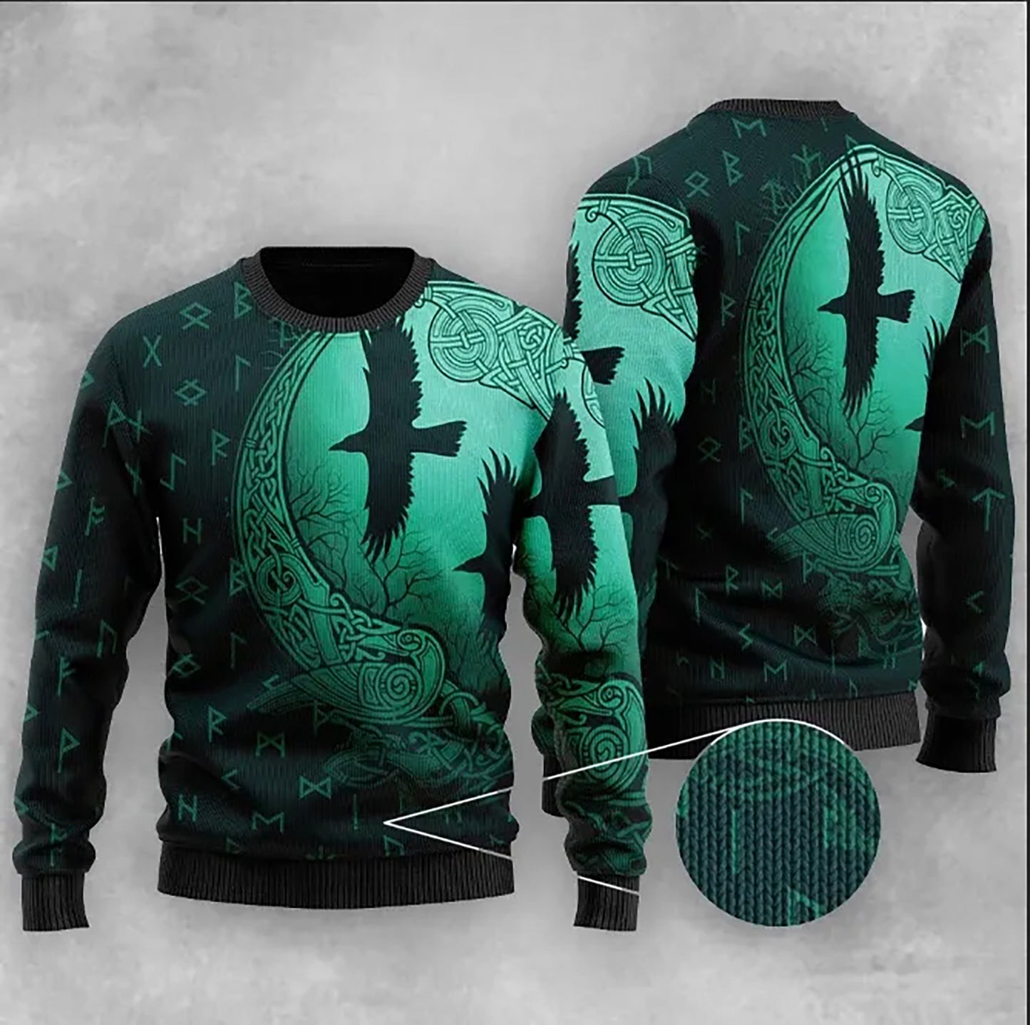 Viking Eagle Fly Ugly Christmas Dark Green Sweater, Christmas Ugly Sweater, Christmas Gift, Gift Christmas 2024