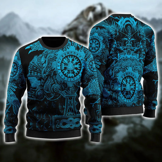 Viking Native Ugly Christmas Blue Pattern Sweater, Christmas Ugly Sweater, Christmas Gift, Gift Christmas 2024