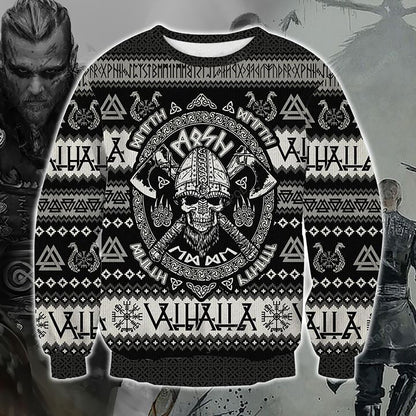 Viking Skull warrior and axe Ugly Christmas Sweater, Christmas Ugly Sweater, Christmas Gift, Gift Christmas 2024