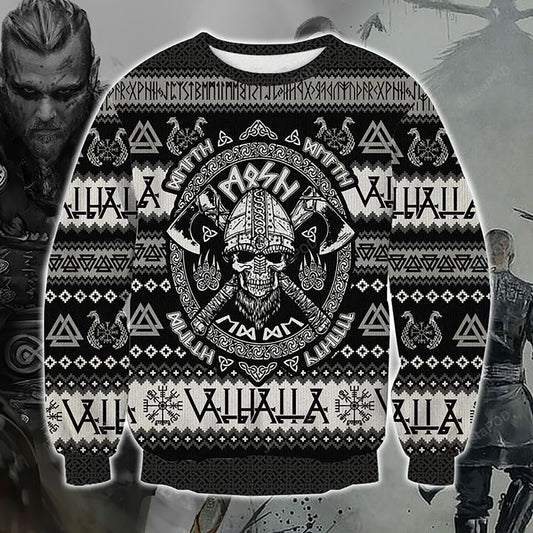 Viking Skull warrior and axe Ugly Christmas Sweater, Christmas Ugly Sweater, Christmas Gift, Gift Christmas 2024