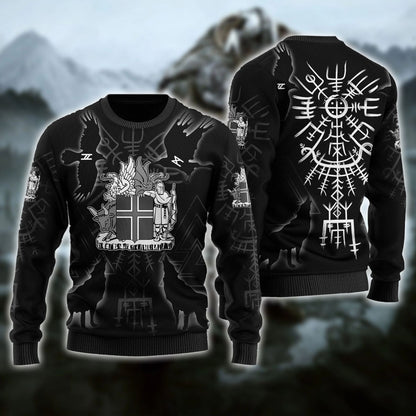 Viking Symbols Ugly Christmas Black Sweater, Christmas Ugly Sweater, Christmas Gift, Gift Christmas 2024