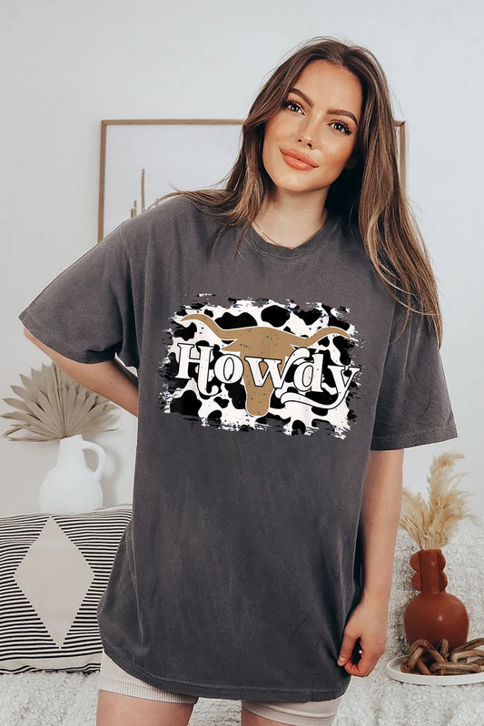 Vintage Retro Cowboy Cowgirl Howdy Bull Horn Cow Print Sweatshirt