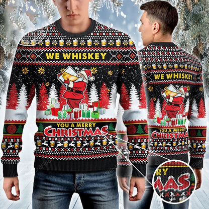 We Whiskey You A Merry Christmas Ugly Christmas Sweater, Christmas Ugly Sweater, Christmas Gift, Gift Christmas 2024