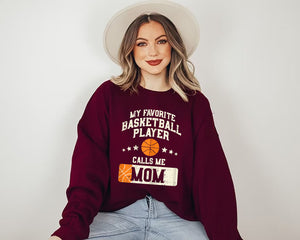 Womens My Favorite Basketball Player Calls Me Mom Mothers Day Women SweatShirt