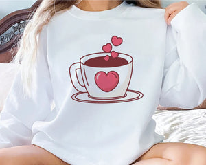 Womens Valentines Day Sweatshirt, Valentine Coffee Sweatshirt, Valentines Day Shirt