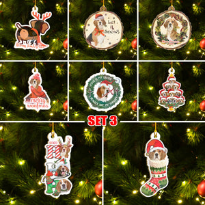 Xmas Beagle Ornaments Set, Merry Woofmas Ornaments Set, Funny Christmas Ornaments Family Gift Idea For Dog Lover