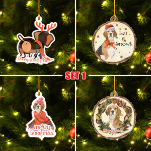 Xmas Beagle Ornaments Set, Merry Woofmas Ornaments Set, Funny Christmas Ornaments Family Gift Idea For Dog Lover