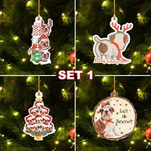 Xmas Bulldog Ornaments Set, Merry Woofmas Ornaments Set, Funny Christmas Ornaments Family Gift Idea For Dog Lover