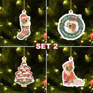 Xmas Golden Retriever Ornaments Set, Merry Woofmas Ornaments Set, Funny Christmas Ornaments Family Gift Idea For Dog Lover