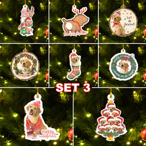 Xmas Golden Retriever Ornaments Set, Merry Woofmas Ornaments Set, Funny Christmas Ornaments Family Gift Idea For Dog Lover