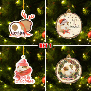 Xmas Guinea Pig Ornaments Set, Merry Christmas Ornaments Set, Funny Christmas Ornaments Family Gift Idea For Guinea Pig Lover