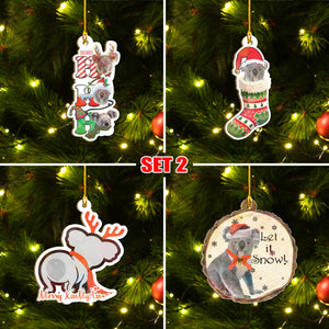 Xmas Koala Ornaments Set, Merry Christmas Ornaments Set, Funny Christmas Ornaments Family Gift Idea For Koala Lover