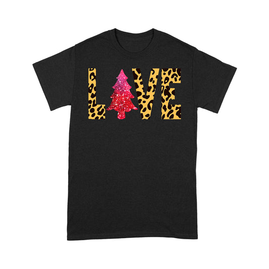 LIEBE mit Leopardenmuster Lustiges Weihnachts-T-Shirt Geschenk für Weihnachten