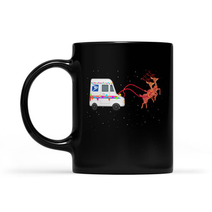 Briefträger, Postbote, Postwagen, lustiges Weihnachtsgeschenk, schwarze Tasse, Geschenk für Weihnachten