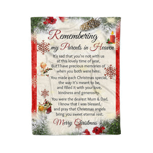 Remembering my parents in heaven memorial fleece blanket gifts christmas blanket