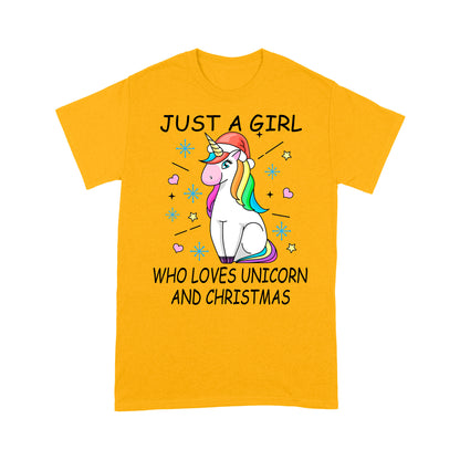 Nur ein Mädchen, das Einhorn-Weihnachten liebt. T-Shirt Geschenk für Weihnachten