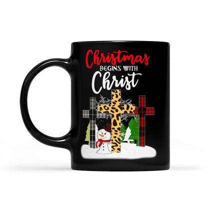 Weihnachten beginnt mit Christus Urlaub Jesus schwarze Tasse Geschenk für Weihnachten 