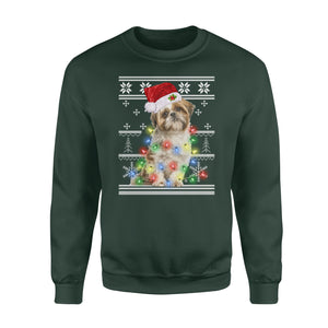 I want a Shih Tzu for my Christmas best gift for love - funny sweatshirt dog lovers christmas ugly sweatshirt