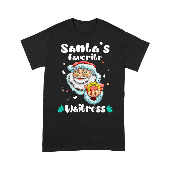 Santa's Favorite Waitress Funny Cute Waitress Christmas Gift - Standard T-shirt  Tee Shirt Gift For Christmas