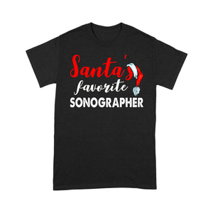 Santa's Favorite Sonographer Funny Merry Christmas Gift - Standard T-shirt  Tee Shirt Gift For Christmas