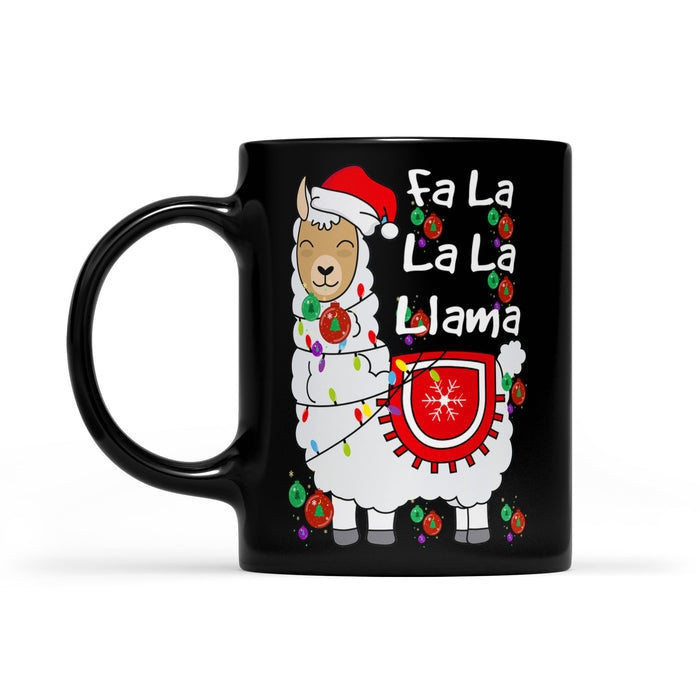 Funny Christmas Outfit For Llama Lovers - Fa La La La Llama  Black Mug Gift For Christmas