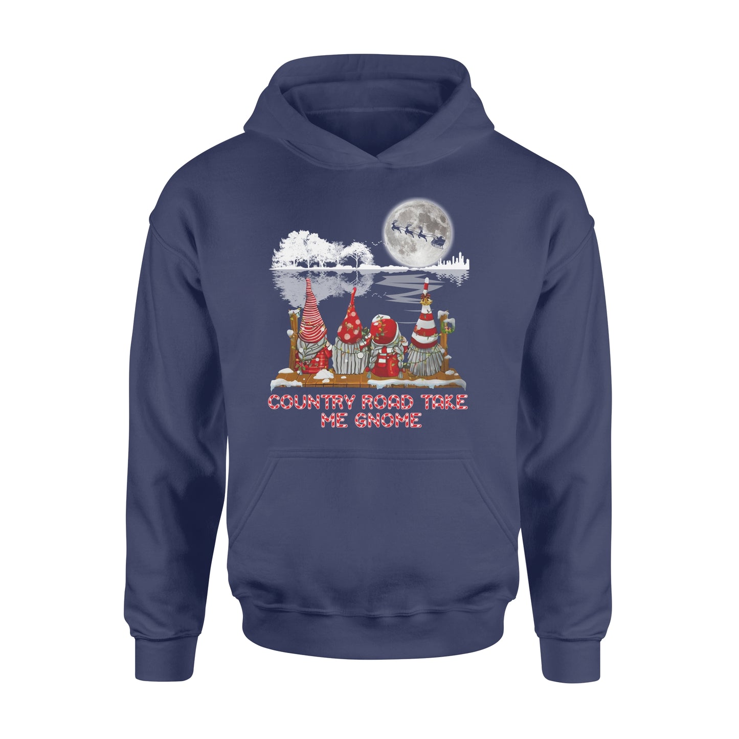 Country road take me Gnome - funny guitar tree hoddgifts christmas ugly hoodie for men and women