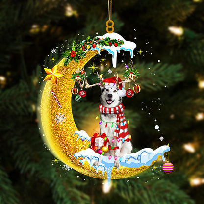 Alaskan Malamute On The Moon Merry Christmas Hanging Ornament Dog Ornament, Car Ornament, Christmas Ornament - Best gifts your whole family