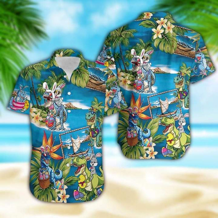 Amazing Bunny Riding Dinosaur Hawaiian Shirt,Hawaiian Shirt Gift,Christmas Gift