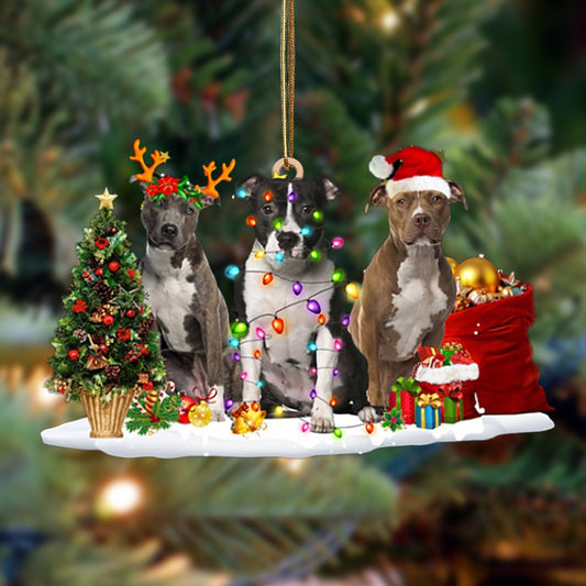 American Staffordshire Terrier-Christmas Dog Friends Hanging Ornament, Christmas Ornament, Car Ornament - Best gifts your whole family