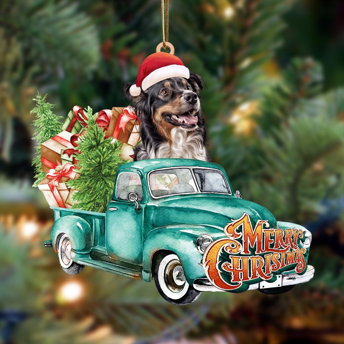 Australian Shepherd-Green Truck Hanging Ornament - Best gifts your whole family