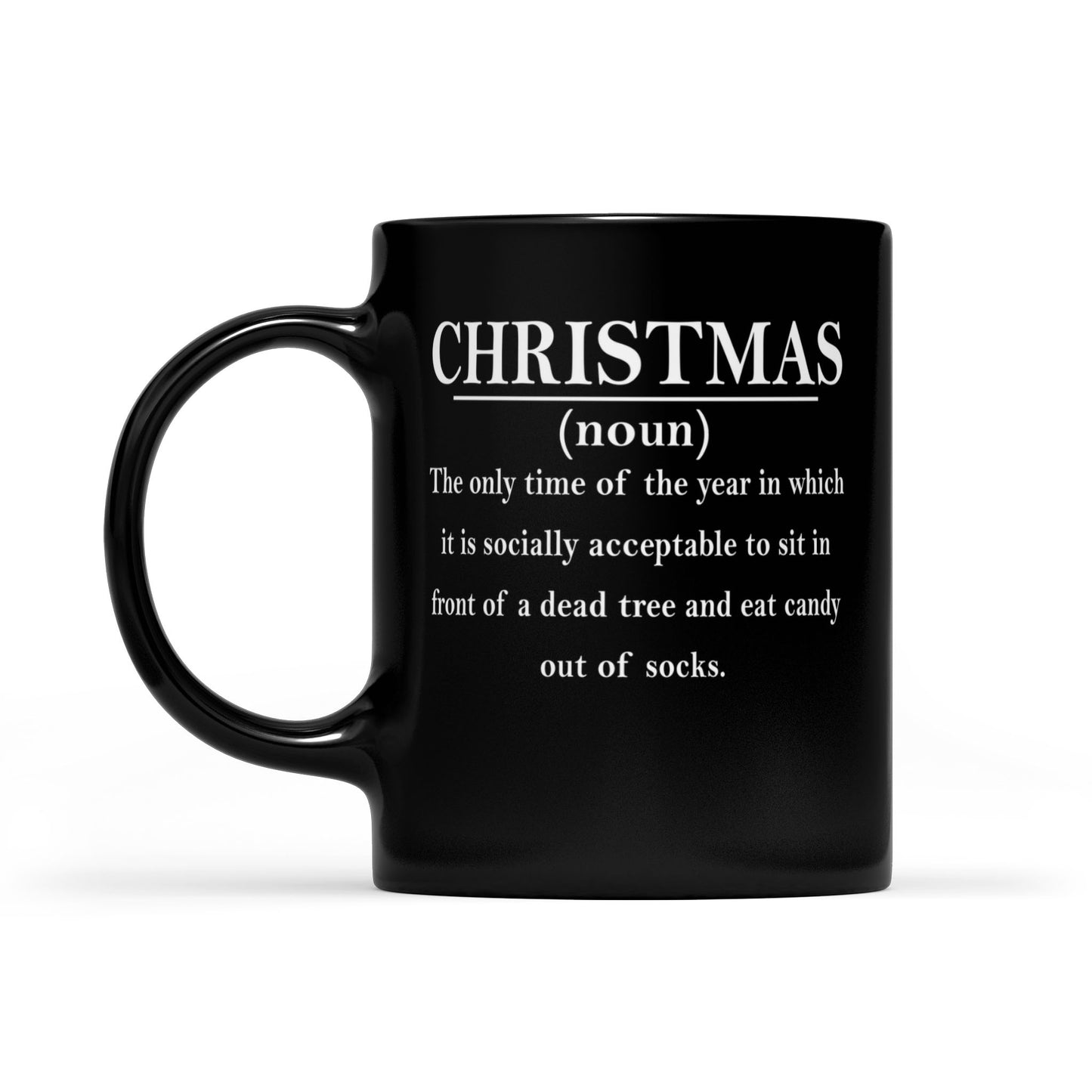 Weihnachtsdefinition Zitat Outfit Lustiges Weihnachts-Schwarz-Becher-Geschenk für Weihnachten