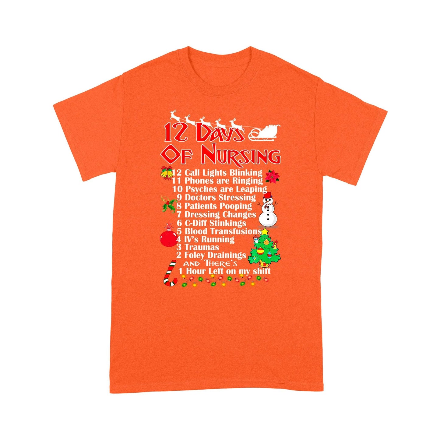 12 Days of Nursing Nursemas Tee Funny Christmas T-shirt