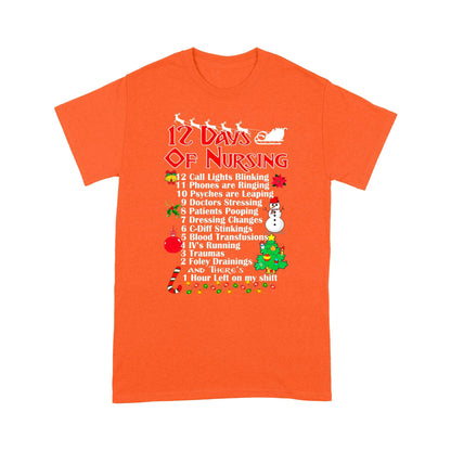12 Days of Nursing Nursemas Tee Funny Christmas T-shirt