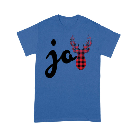 Joy - Red Buffalo Plaid Weihnachten Rentier Familie Geschenk T-Shirt Geschenk für Weihnachten