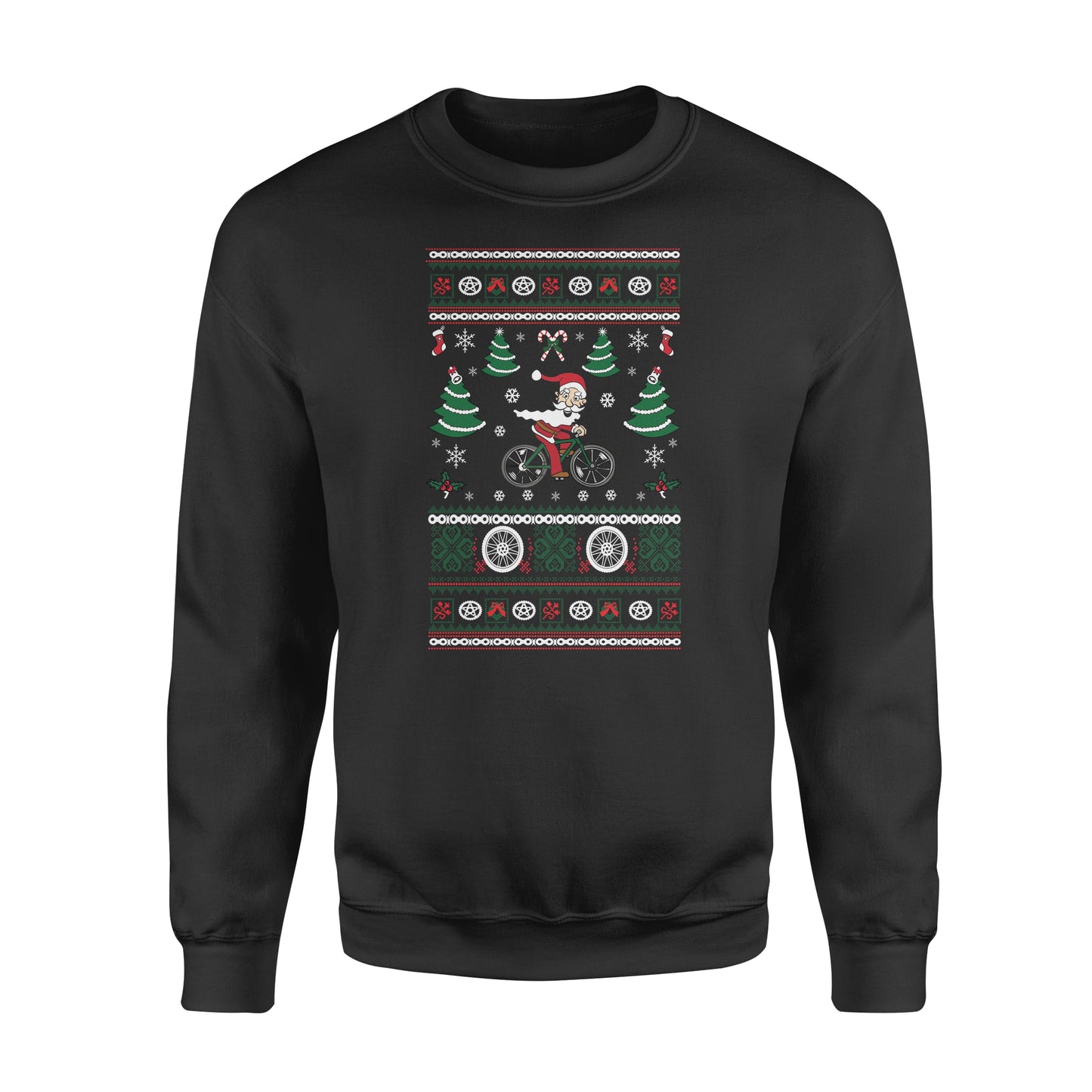 Cycling Santa Mens Funny Xmas Sweatshirt Cyclist Road Bike MTB Ugly Jumper - Funny sweatshirt gifts christmas ugly sweater for men and women