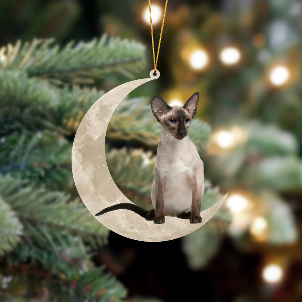 Balinese Cat Sits On The Moon Hanging Ornament Cat Christmas Acrylic Ornament - Best gifts your whole family