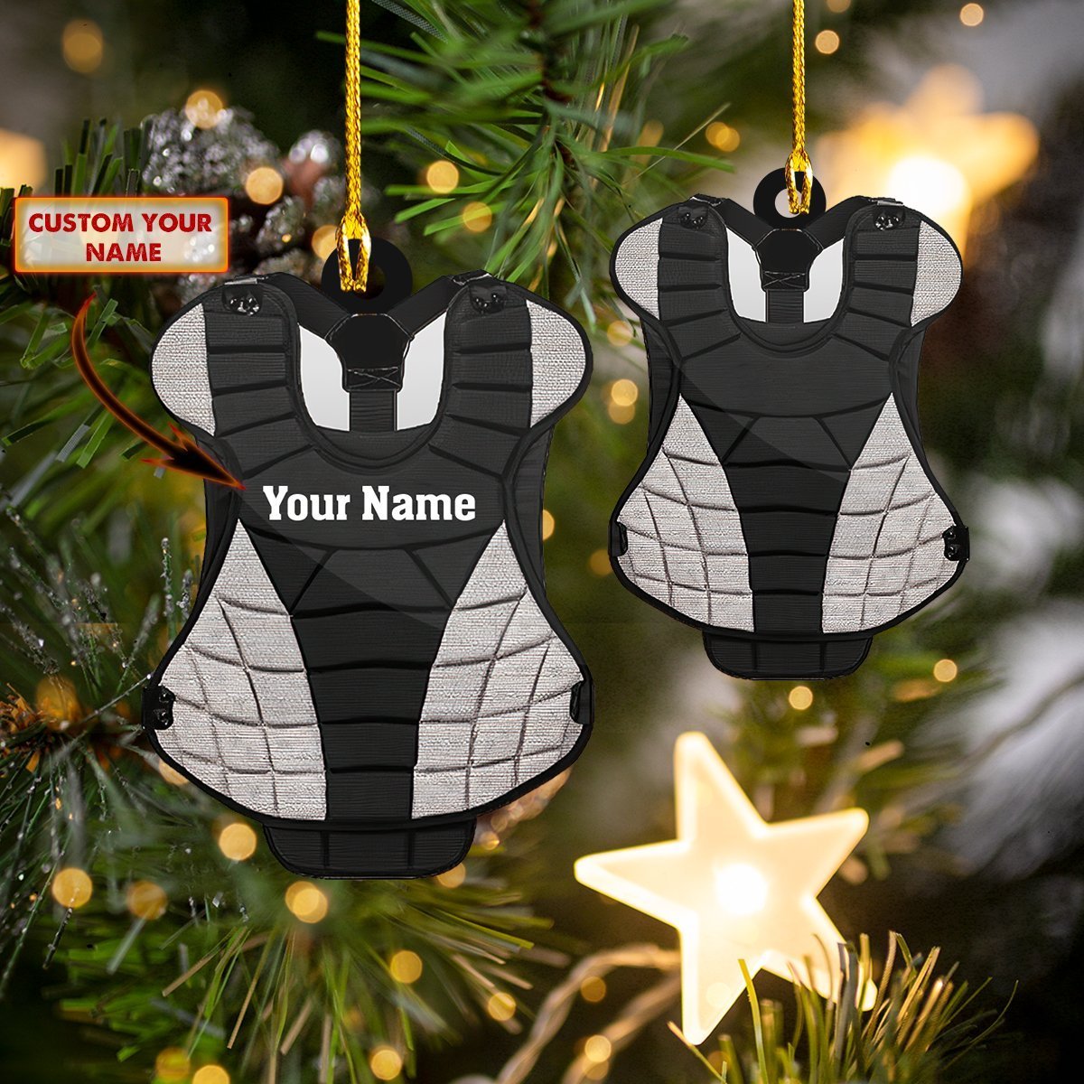 Baseball Chest Protector Ornament - Christmas Gift for Baseball Player - Best gifts your whole family