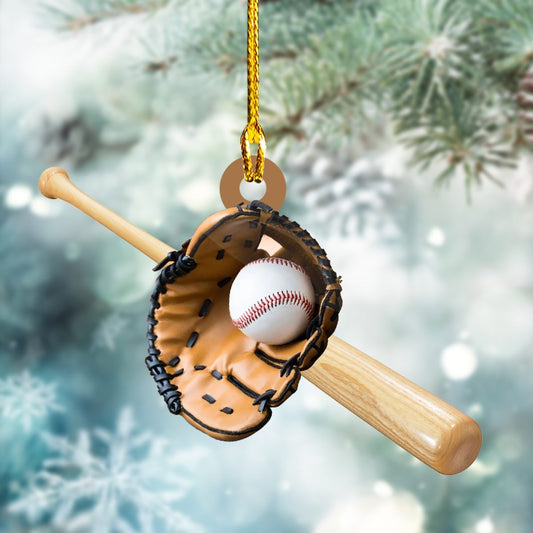 Baseball Glove and Bat Car Ornament - Gift for Baseman - Best gifts your whole family